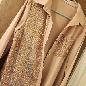 Sequin Embellished Blush Pink Blouse